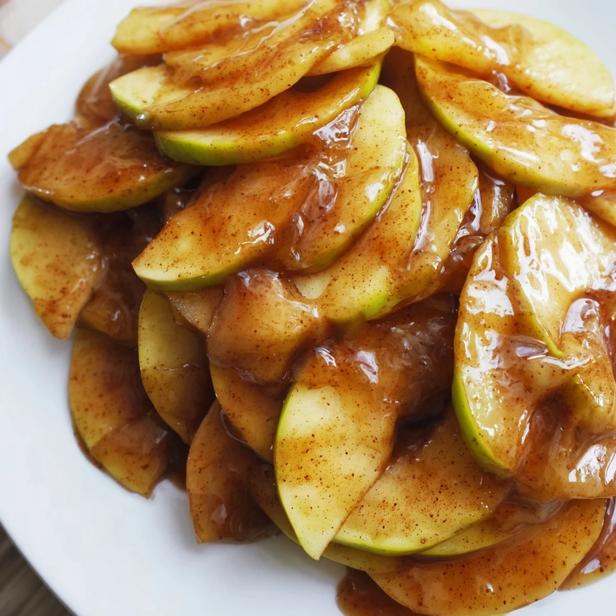 Warm, bubbling baked apple slices with cinnamon and brown sugar, a perfect easy dessert.