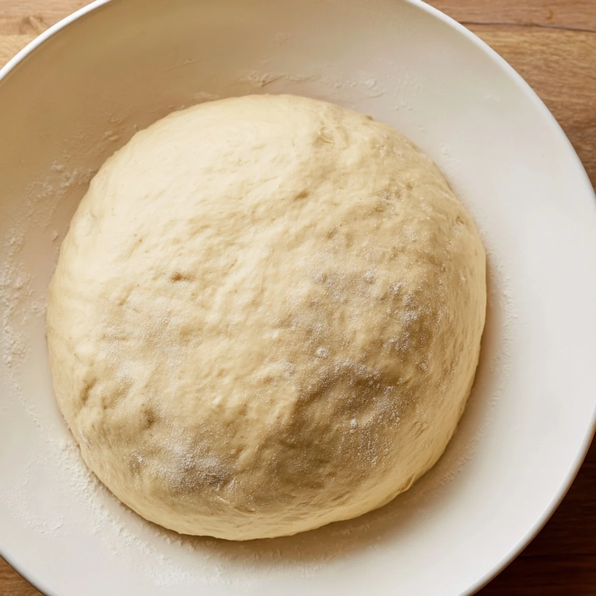 Golden, bubbly homemade pizza dough, ready to be topped and baked with delicious family favorites.