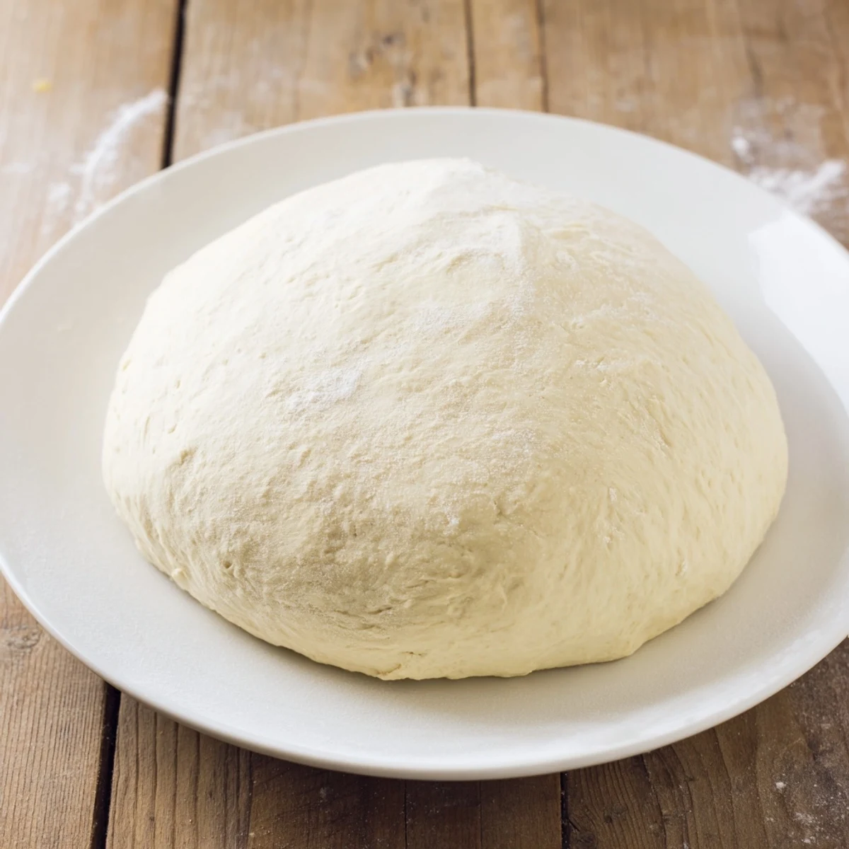 Two perfect, risen balls of homemade pizza dough, soft and anticipating delicious toppings and baking.