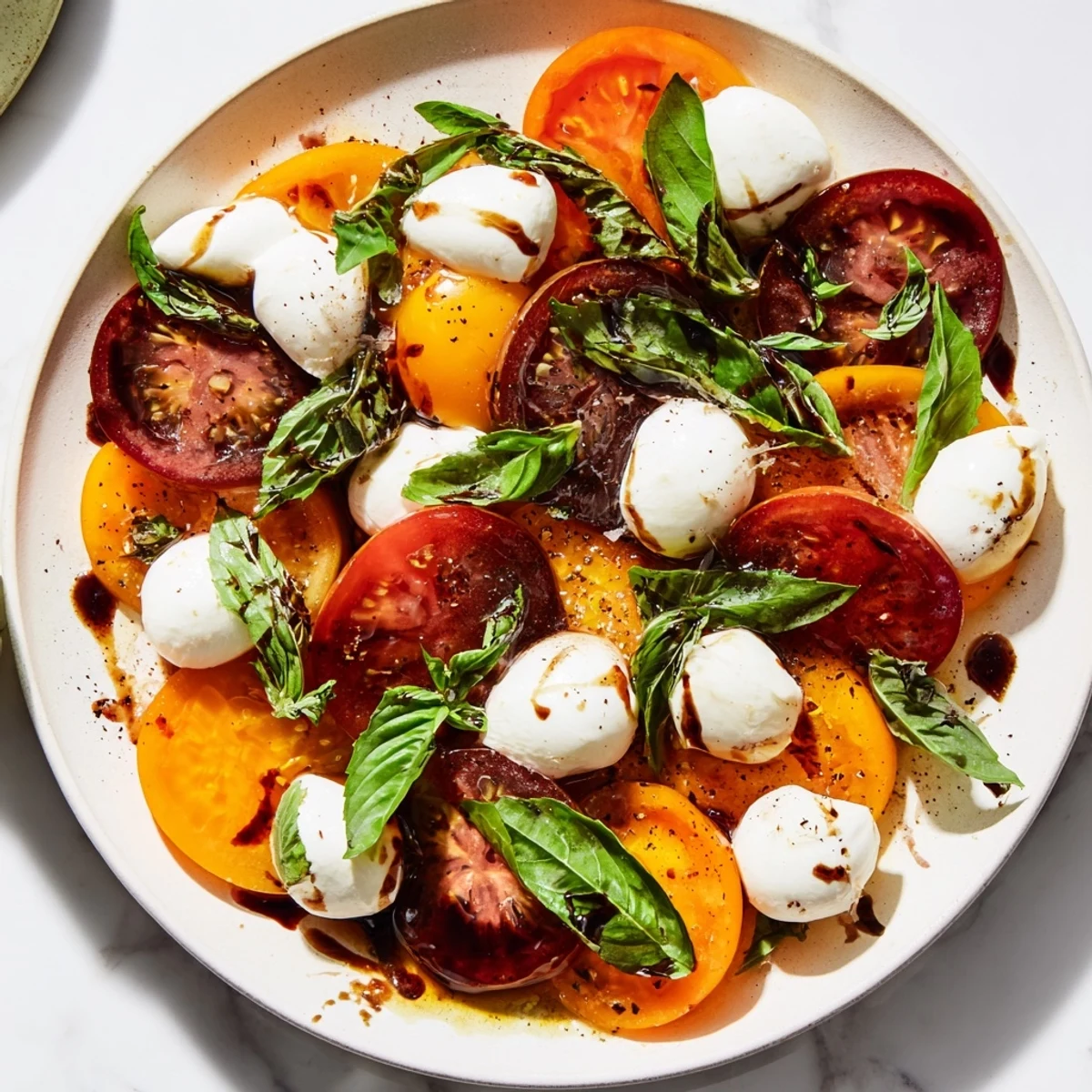 Fresh Caprese Salad Skewers: a beautiful display of cherry tomatoes, mozzarella, and basil ready for serving.