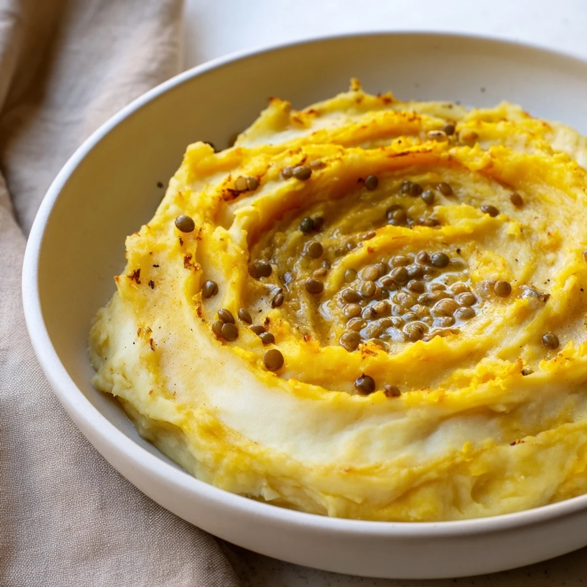 Enjoy a warm serving of Hearty Lentil Shepherds Pie: a vegetarian comfort food with tender lentils.