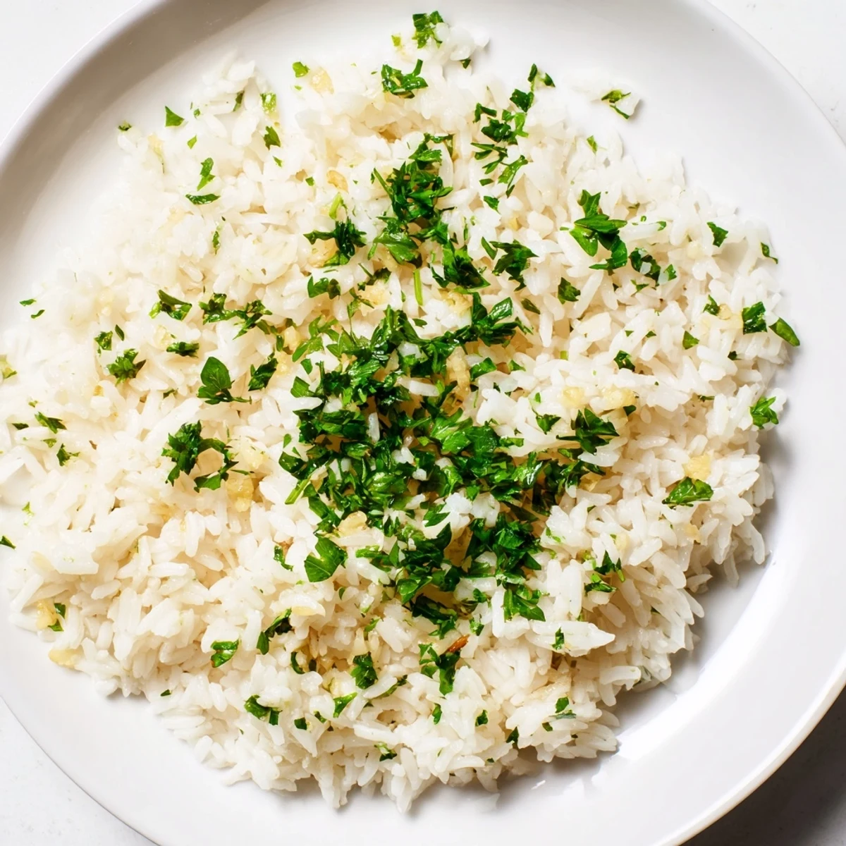 Golden, fluffy Garlic Butter Rice, ready to serve, is an easy and flavorful side dish.