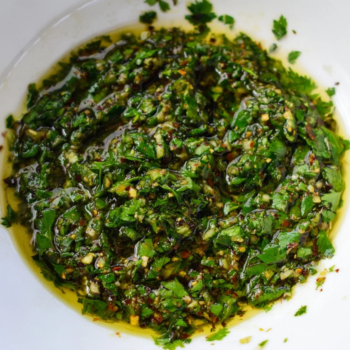 Close-up of the flavorful Moroccan Chermoula Marinade, showcasing the fresh cilantro and lemon zest.