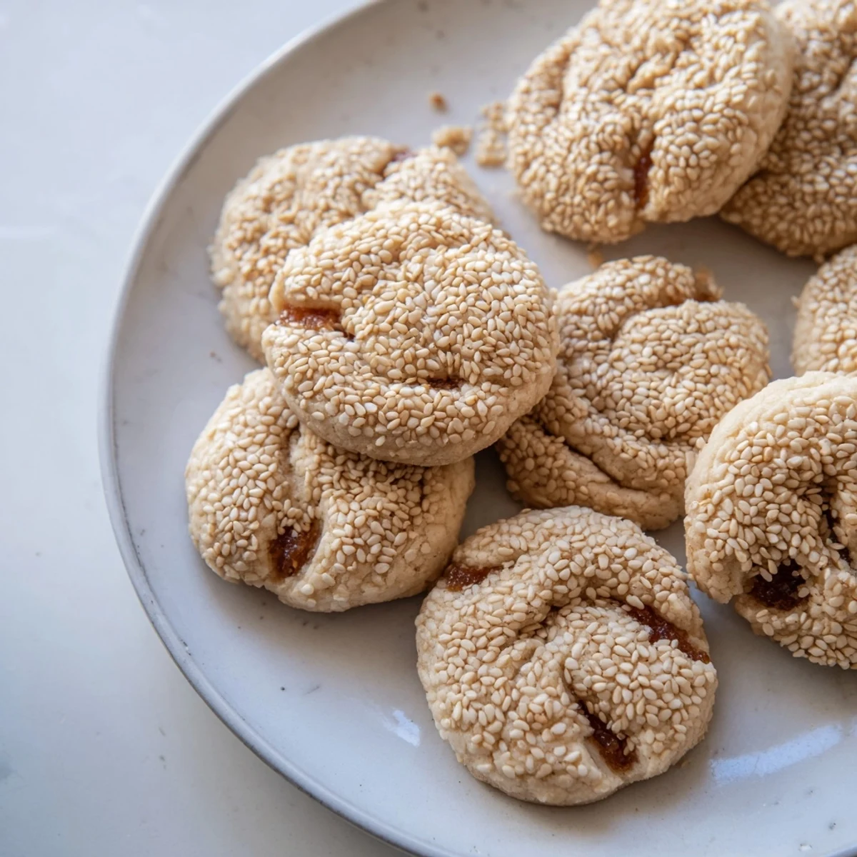 Sesame-crusted Palestinian Kahk cookies, freshly baked, promise a delightful, buttery, melt-in-your-mouth texture.