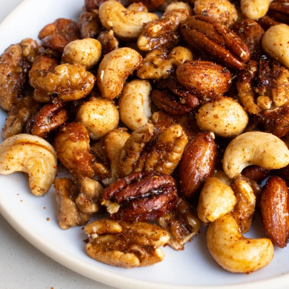 A bowl of freshly roasted Spiced Nuts Mix ready to serve, paired with a cheese board for entertaining.