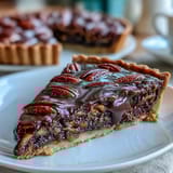 Southern-inspired chocolate and pecan tart, perfect for race day celebrations, with rich, gooey filling and crisp pastry shell.  