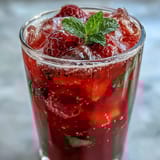 Vibrant raspberry lemon spritz mocktail with fresh berries, sparkling water, and zesty citrus garnish in clear glasses.