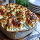 Comforting Cabbage Alfredo Pasta Bake, a creamy baked dish with tender greens.
