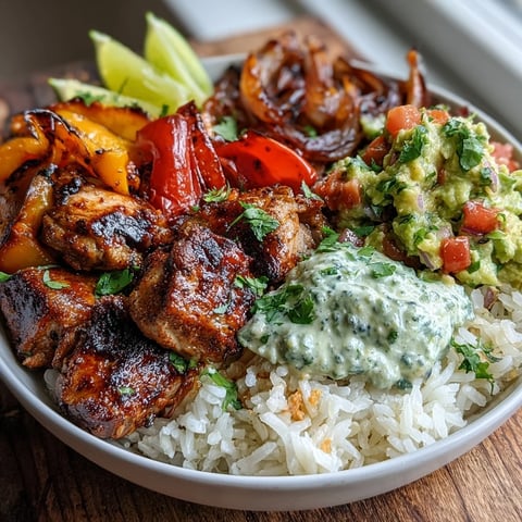 Golden-brown roasted chicken tinga and colorful bell peppers spill from a sheet pan beside fluffy white rice.
