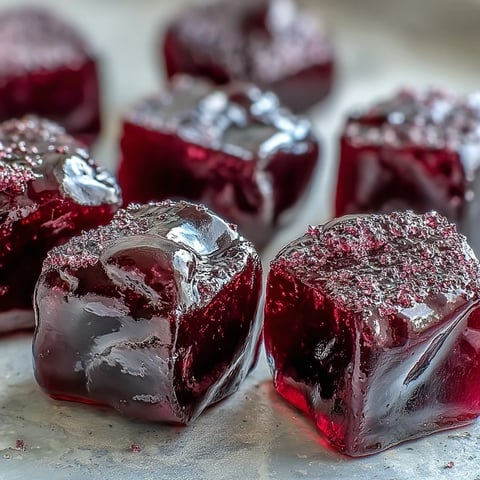 Homemade Black Currant Gummies coated in sugar, bursting with tangy fruit flavor and perfect for a sweet candy treat.