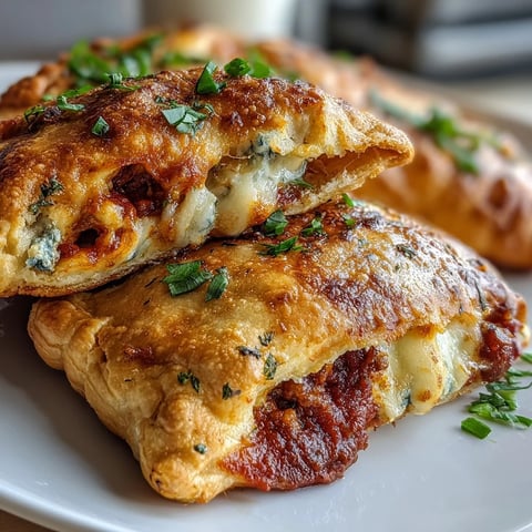 Golden-brown High Protein Pizza Hot Pockets fresh from the oven, featuring a flaky, herb-seasoned crust.