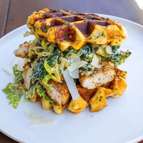 Chicken Caesar Waffle Sandwich