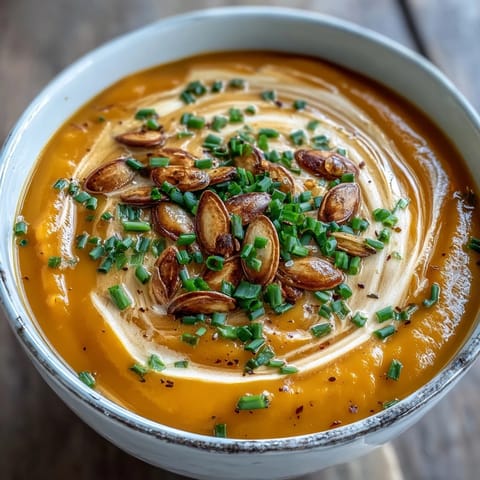A pot of creamy Pumpkin Soup simmering on the stove, featuring tender carrots and onions with a rich, orange hue.
