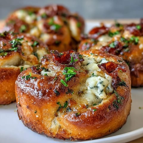 Twisted Pizza Roll Stuffed Garlic Knots, stuffed with pepperoni and mozzarella, sit on a rustic wooden board next to fresh parsley.