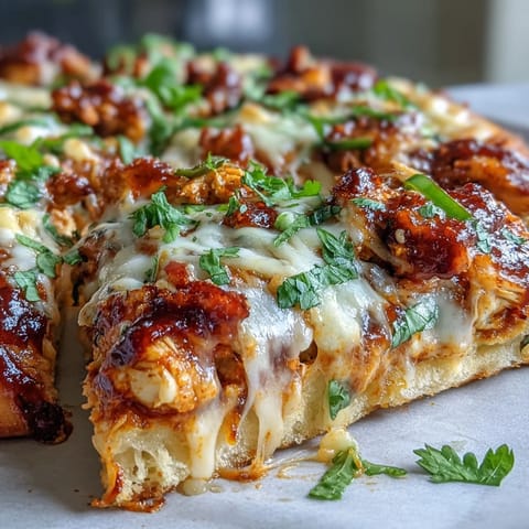 Golden, bubbly cheddar cheese melts over baked garlic naan pizzas, topped with tangy red enchilada sauce, juicy shredded chicken, and fresh cilantro garnish.