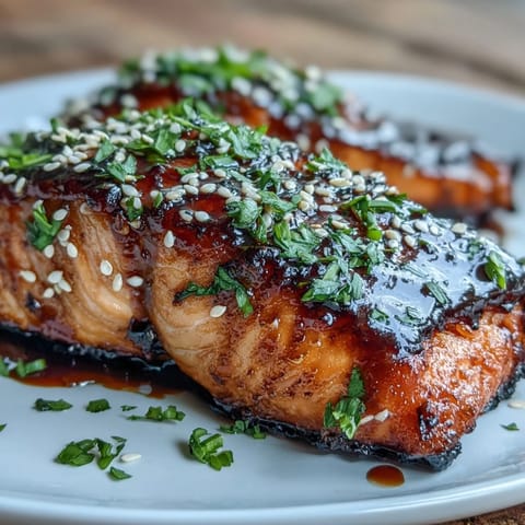 Sweet and savory teriyaki glazed salmon, baked to flaky perfection and served with a glossy, caramelized finish for an impressive main course.  