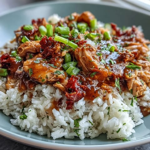 2. Slow-cooked Mississippi chicken in creamy butter sauce, served with pepperoncini and rice for a hearty, flavorful meal prep bowl.  