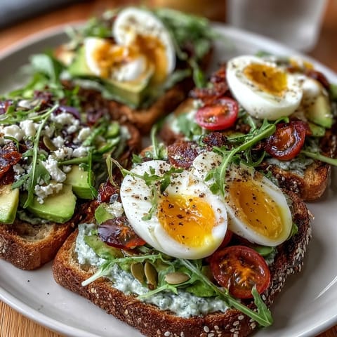 Spring brunch avocado toast board with toppings arranged on a rustic serving platter, featuring colorful seasonal vegetables and creamy avocado spread.