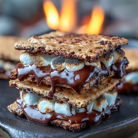 4th of July Smores Dip in a Cast Iron Skillet, a gooey blend of melted chocolate and toasted marshmallows, perfect for Independence Day celebrations.