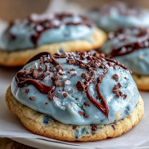 Beautiful robin's egg speckled sugar cookies with a buttery, pale blue base and delicate cocoa speckles, perfect for spring celebrations.