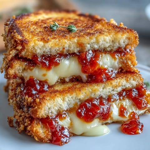 Golden grilled cheese with oozing cheddar and rich, homemade tomato jam.