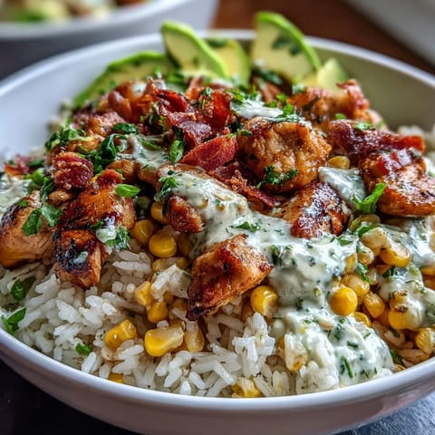 Colorful Street Corn Chicken Rice Bowls bursting with creamy cotija and zesty lime.