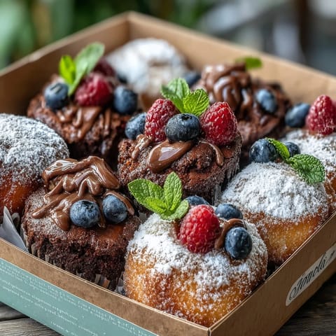 Vibrant Cake Picnic Snack Box with mini vanilla cakes and fudgy brownie bites.