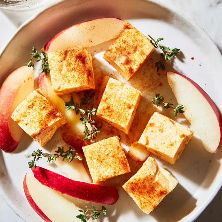 The Autumn Ember recipe features an artful arrangement of cheese and apple, sprinkled with salt.
