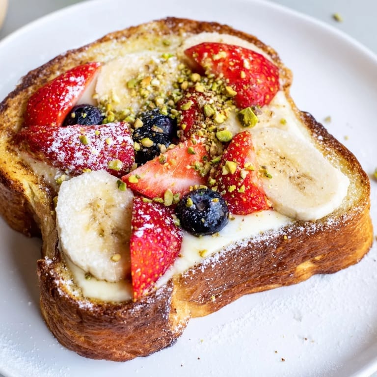 Baked Viral Yogurt Toast featuring a creamy yogurt custard filling and sweet fruit, perfect for brunch.