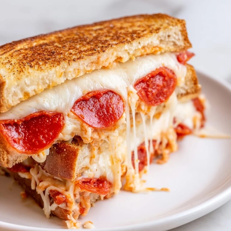 The irresistible Pizza Grilled Cheese, featuring melted cheese and a symphony of Italian flavors.