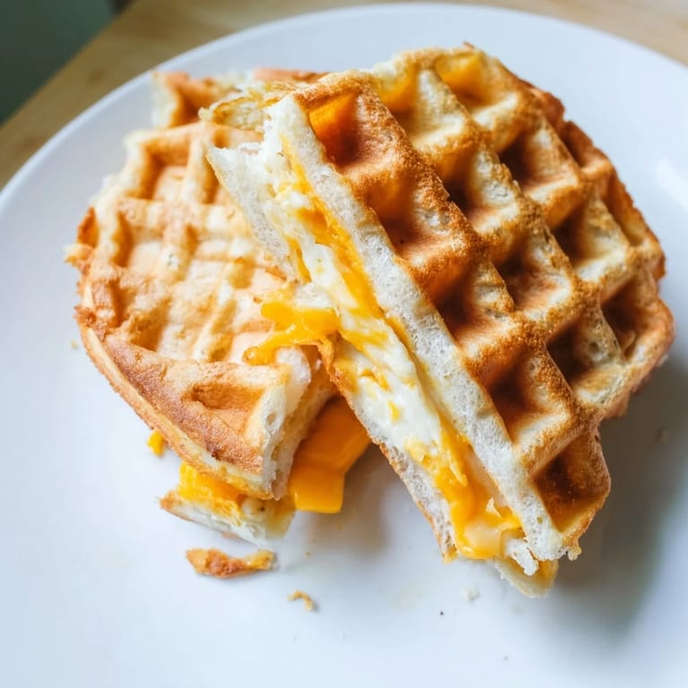 Buttery, toasted bread surrounds melted cheese in this amazing Waffle Grilled Cheese, a comfort food classic.