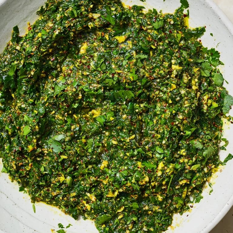 Vibrant image shows the aromatic Moroccan Chermoula Marinade, ideal for marinating fish with zesty flavors.