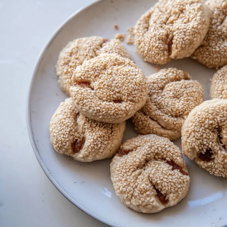 Sesame-crusted Palestinian Kahk cookies, freshly baked, promise a delightful, buttery, melt-in-your-mouth texture.