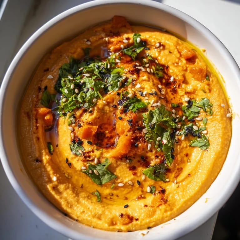 This creamy Carrot Ginger Dip features roasted carrots, fresh ginger, and a drizzle of olive oil.