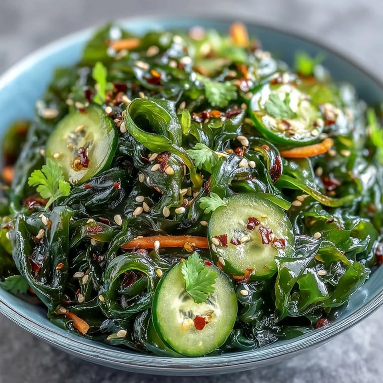 Freshly prepared Seaweed Salad, glistening with sesame oil and ginger notes.