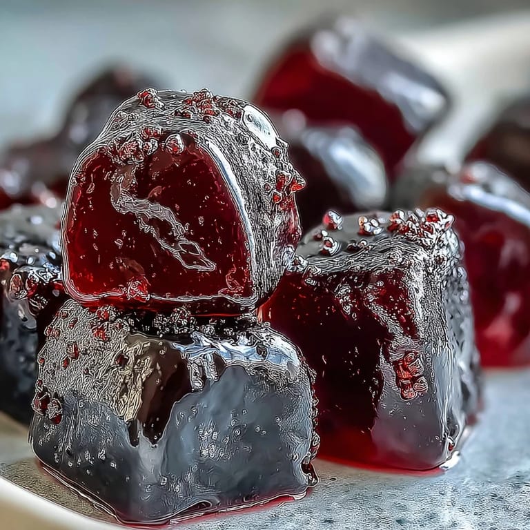 Glossy Black Currant Gummies set in silicone molds, ready to enjoy as a chewy, gluten-free candy snack.