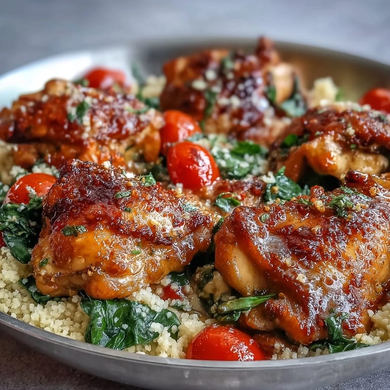 Seared chicken with spinach and couscous, garnished with lemon zest and served as a family dinner.