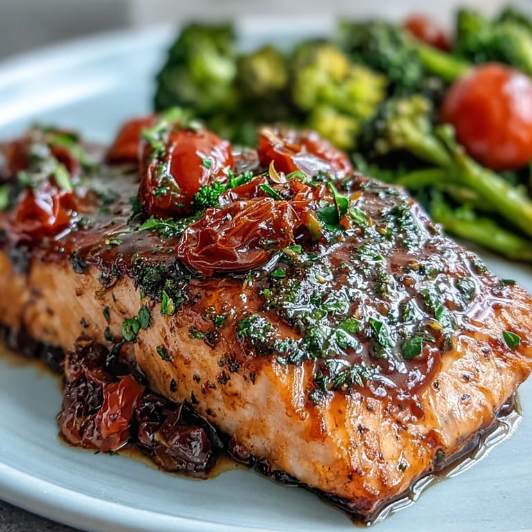 Flaky Dijon-glazed Sheet Pan Dijon Salmon with Roasted Vegetables next to a glass of white wine