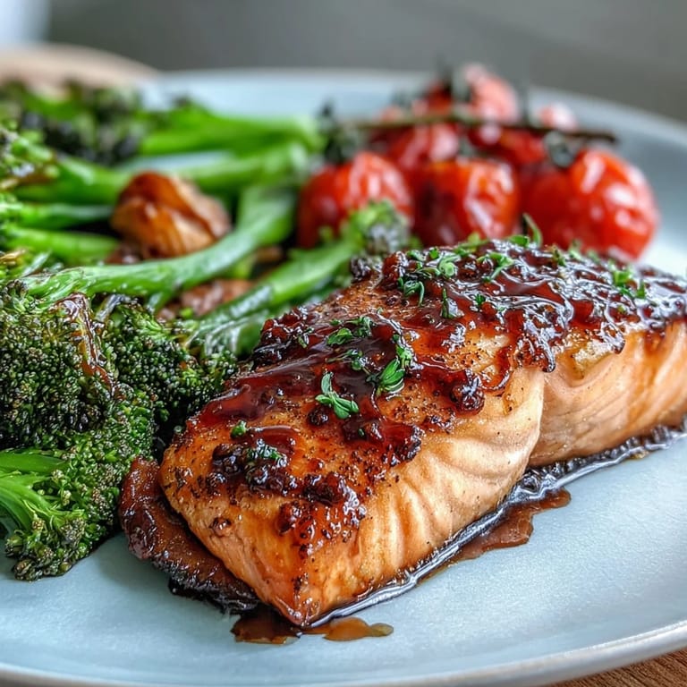 Sheet Pan Dijon Salmon with Roasted Vegetables served over a bed of fluffy quinoa with fresh parsley