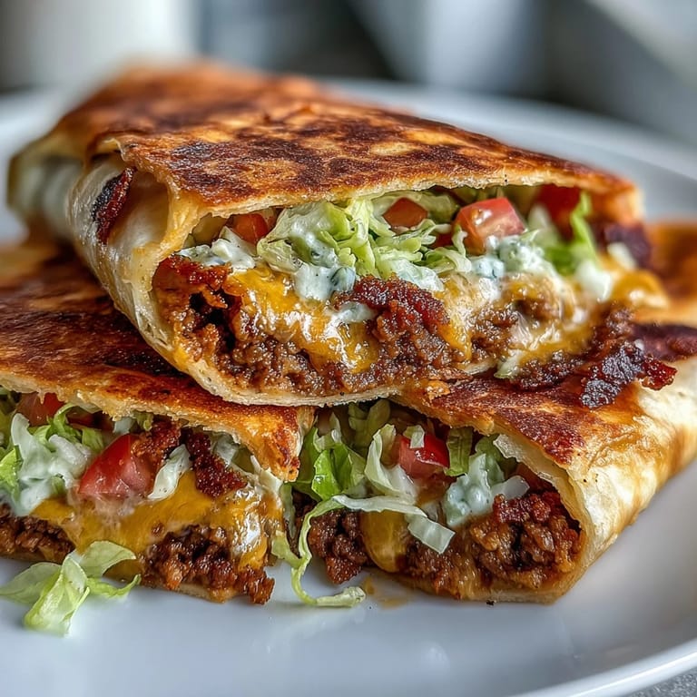 Plated Keto Taco Bell Copycat Crunchwrap served with a side of guacamole, highlighting the crispy exterior and the Tex-Mex filling textures.