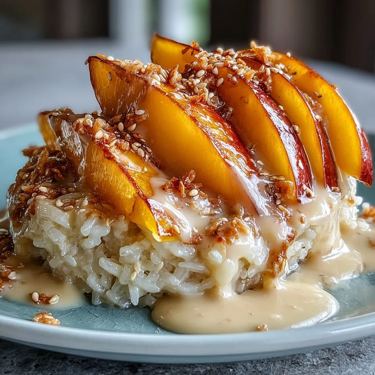 Vibrant mango slices paired with soft, coconut-flavored sticky rice, creating a visually appealing and fragrant Thai dessert.