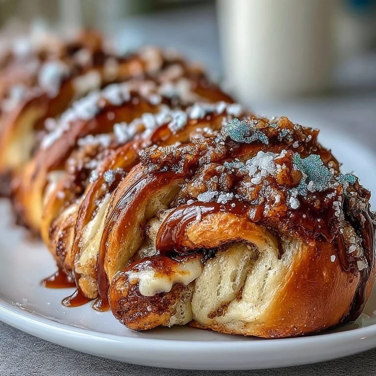 Festive King Cake braid showcasing swirls of lemon cream cheese filling, topped with vibrant purple, green, and gold sugar.