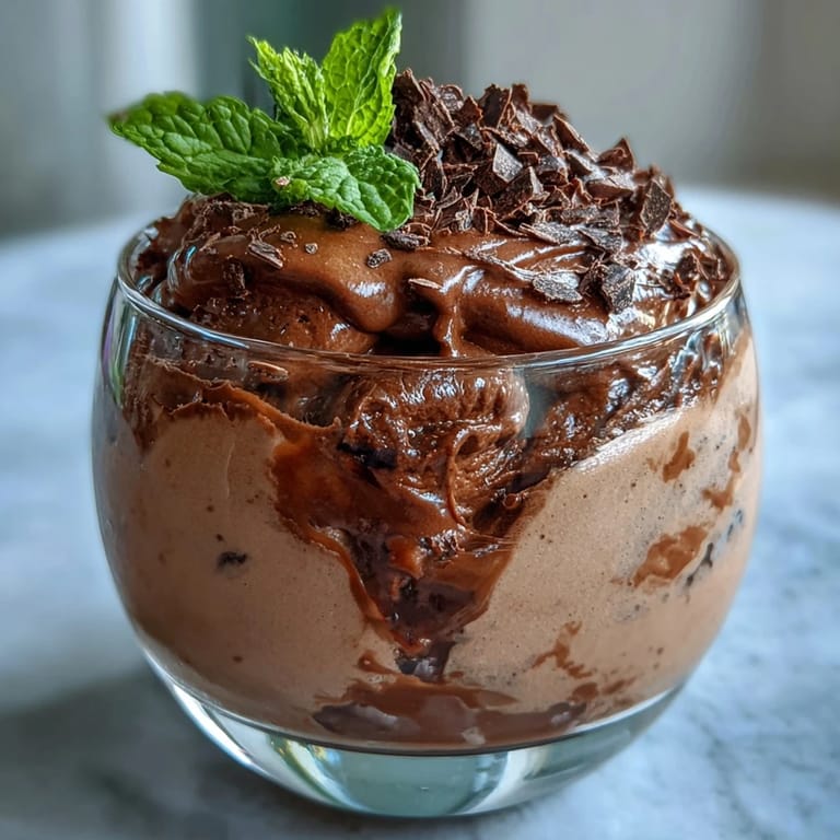 Cottage cheese chocolate mousse cups with fresh berries