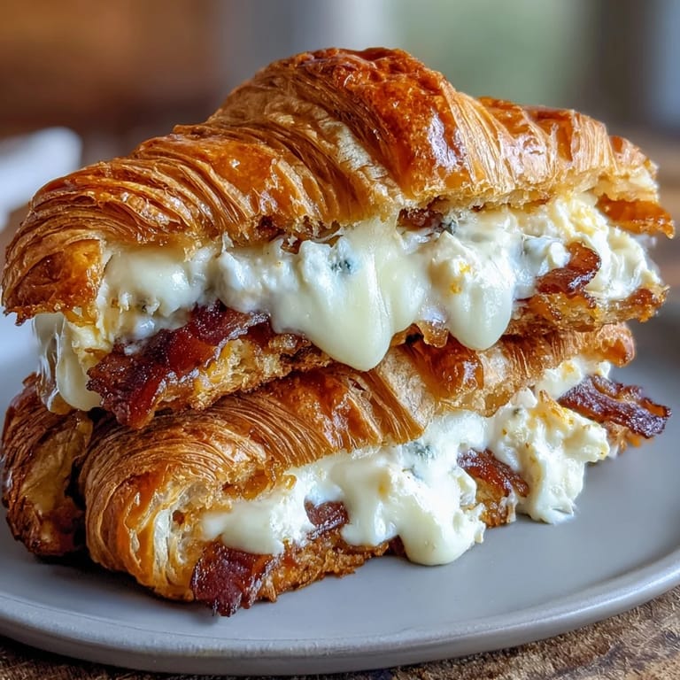 Golden croissants layered with creamy scrambled eggs and your choice of Swiss or cheddar cheese, baked to perfection.  