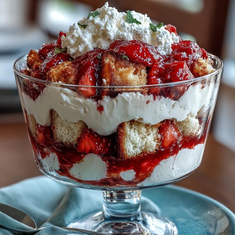 This easy Strawberry Shortcake Trifle features vibrant colors and fresh summer fruit.