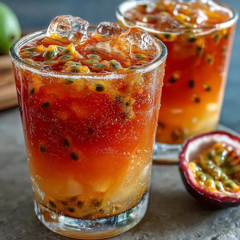 Vibrant Tropical Sunrise Mocktail, enticingly garnished with orange slices and mint.