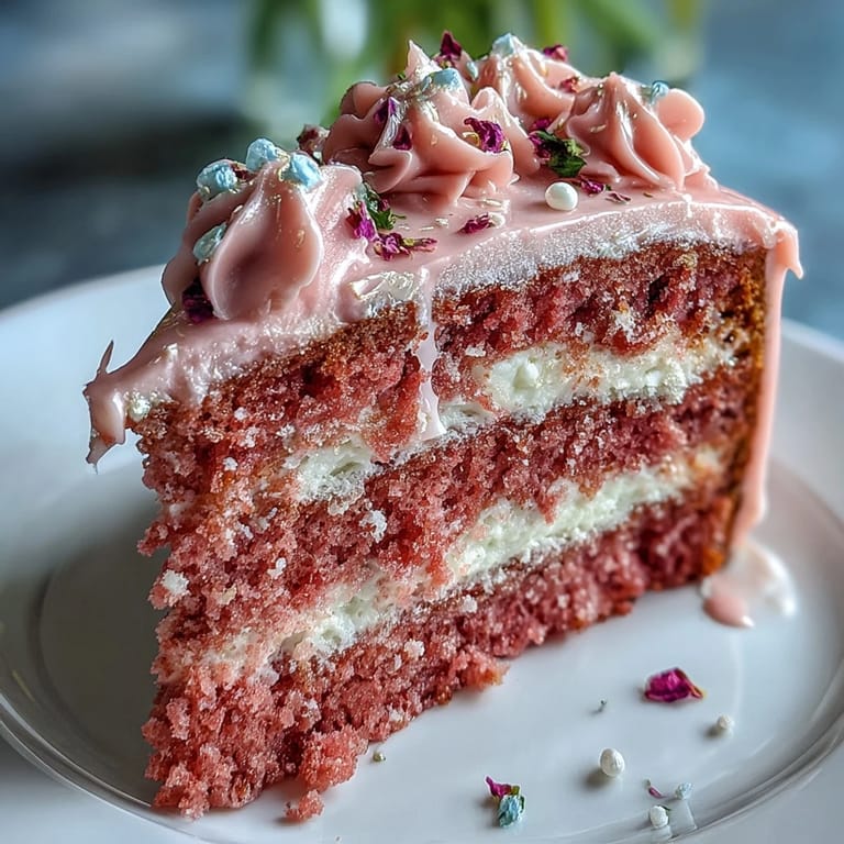 A beautifully decorated rosé velvet cake with a luxurious gold drip, ideal for a memorable bridal shower dessert.