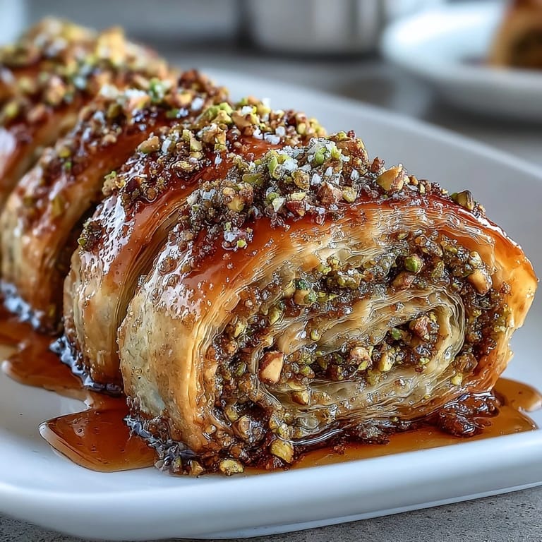 Delicate Pistachio Baklava Rolls, a perfect crunchy dessert treat.