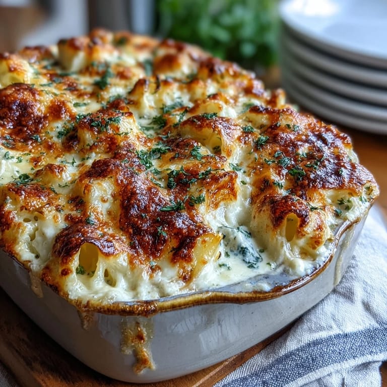 Comforting Cabbage Alfredo Pasta Bake, a creamy baked dish with tender greens.