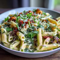 A steaming bowl of one-pot budget-friendly pasta with vibrant vegetables and melted Parmesan cheese.